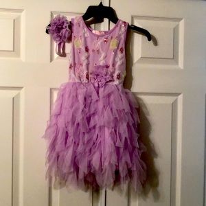 Popatu size 6 lilac floral Easter dress & headband
